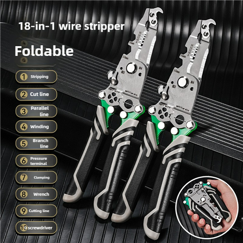 🎁Special Offer Items 80% Off🎁18-in-1 Multifunctional Stainless Steel Folding Wire Strippers and Crimping ToolFixed Pliers for Electrician Cable Cutting
