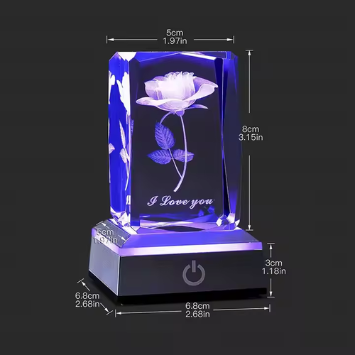 🎁Special Offer Items 80% Off🎁3D Crystal Square Rose Crystal with LED Night Light Christmas. Valentine's Day. Mother's Day. Birthday. Anniversary. Gift
