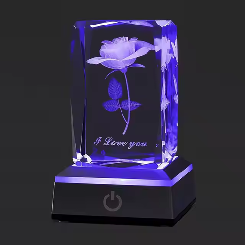🎁Special Offer Items 80% Off🎁3D Crystal Square Rose Crystal with LED Night Light Christmas. Valentine's Day. Mother's Day. Birthday. Anniversary. Gift