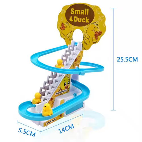 Little Yellow Duck Climbing Stairs Track Slides Children's Toys LED Lights Musical Slide Toys For Children Gift