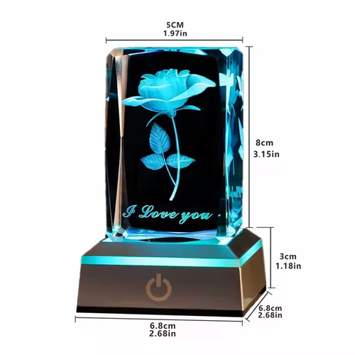 🎁Special Offer Items 80% Off🎁3D Crystal Square Rose Crystal with LED Night Light Christmas. Valentine's Day. Mother's Day. Birthday. Anniversary. Gift