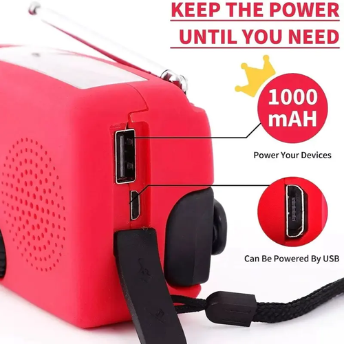 solar and hand crank emergency radio with flashlight