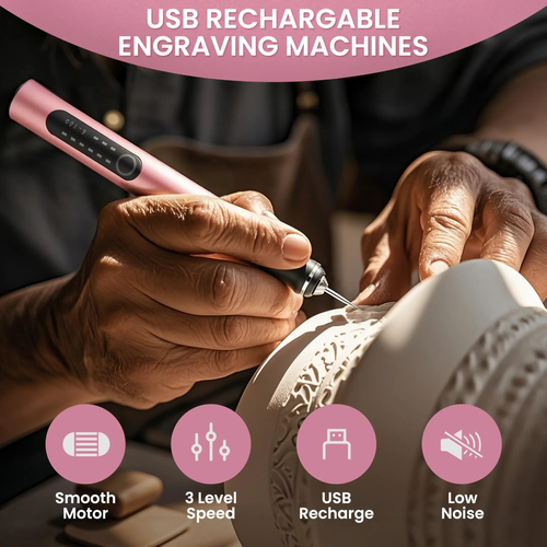 Portable cordless electric engraving pen set