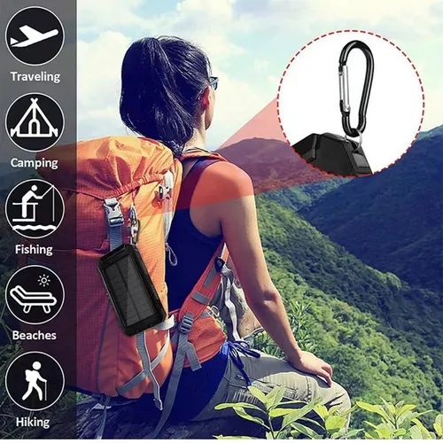 10000mAh Dual USB Waterproof Solar Power Bank with Flashlight
