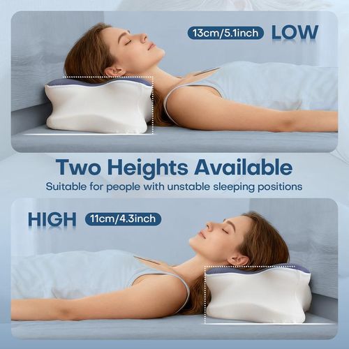 Gray butterfly-shaped neck pillow with breathable, removable and washable high-end silk pillowcase.