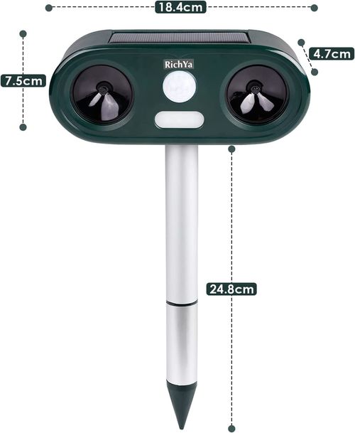 Outdoor Solar Ultrasonic Animal Repeller Dogs Cats Skunks Deer Raccoons