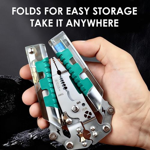 ​​16 in 1 Professional Multi - Function Pliers with Flathead & Phillips Screwdrivers, Wire Stripper, Crimper, Hex Key Wrench, Bolt Cutter, Voltage Tester, Cable Cutter, Wire Spooler, Puncture Knife, Precision Wire Cutter, Hex Socket, Insulated Grip