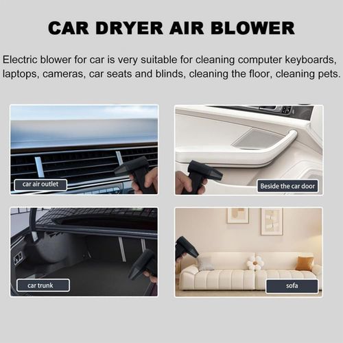 Portable Cordless Turbo Air Blower – Battery Powered, Powerful Compact Blower for Cleaning & Drying (Black)