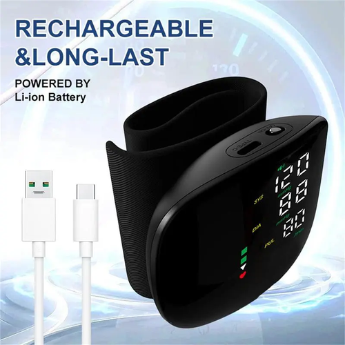 Wrist blood pressure monitor with LED display