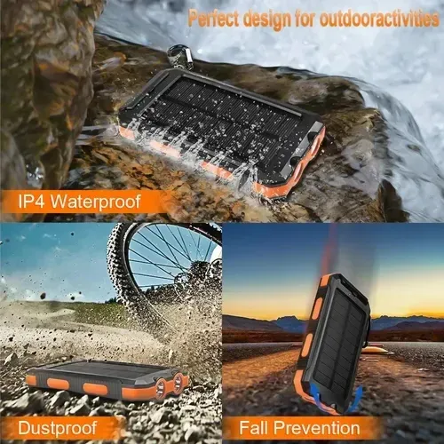 10000mAh Dual USB Waterproof Solar Power Bank with Flashlight-Sample Procurement