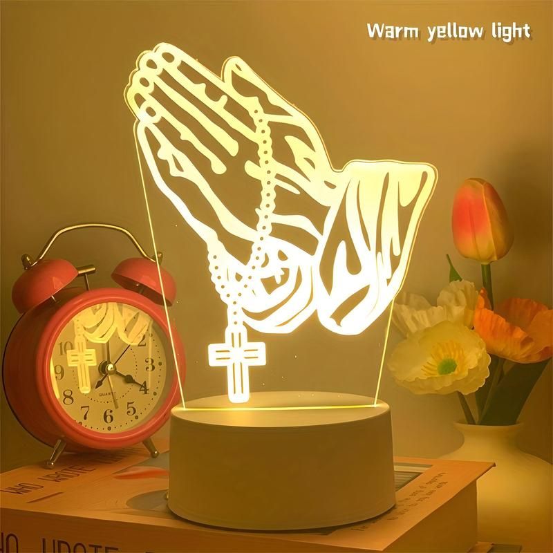 3D Cross Design Led Night Light, USB Powered Creative Desktop Lamp, Decorative Lamp for Home Bedroom, Living Room, Office