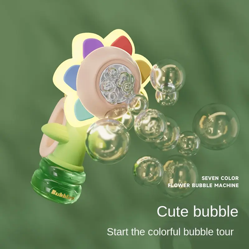 Colorful Flower Bubble Machine with Night Light and USB Rechargeable
