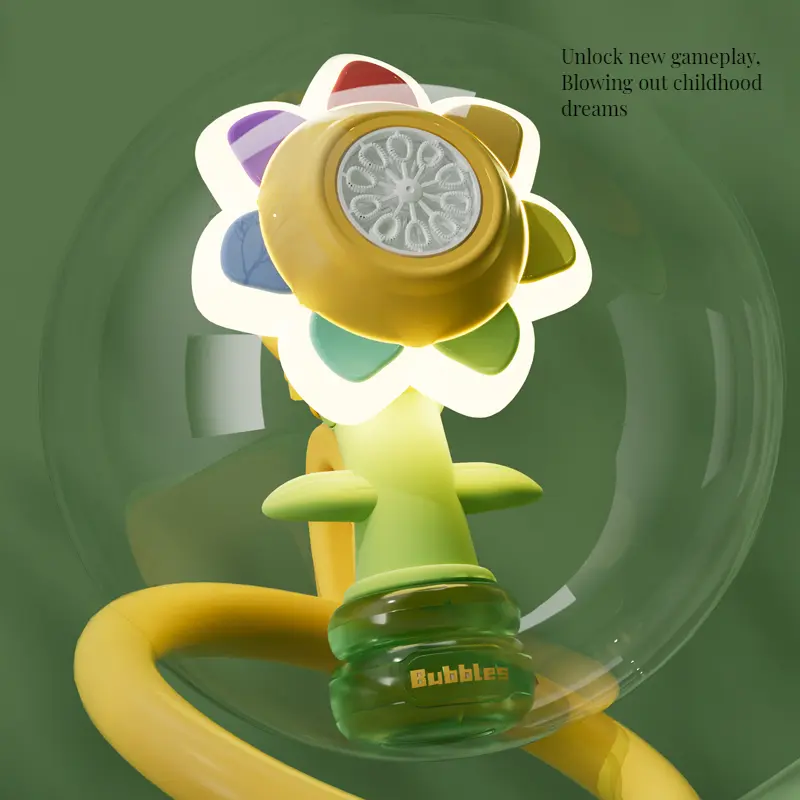 Colorful Flower Bubble Machine with Night Light and USB Rechargeable