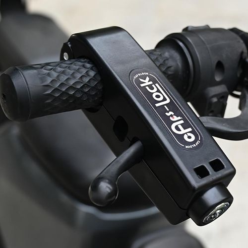 Heavy-duty anti-theft bicycle-motorcycle handlebar lock - motorcycle style design