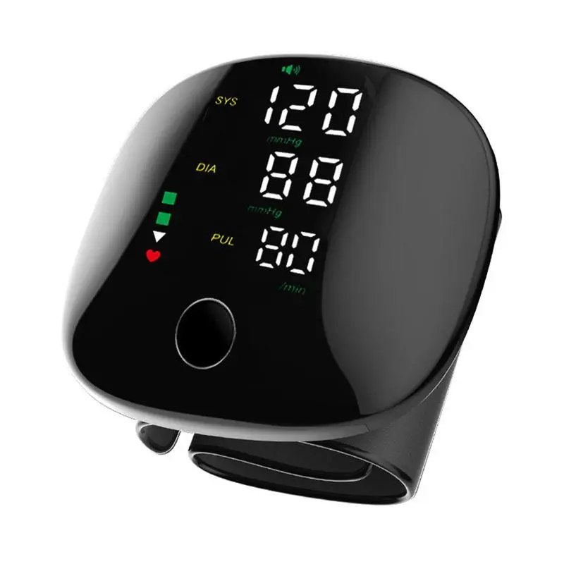 Wrist blood pressure monitor with LED display