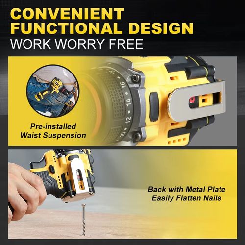 16.8V Brushless Electric Drill 80NM 2 IN 1 Cordless Drill 10MM Chuck Screwdriver