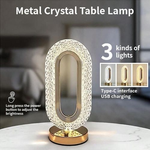 Portable artificial crystal table lamp