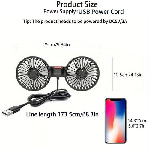 Adjustable car rear seat fan