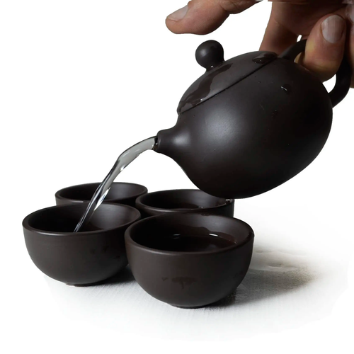 Earthenware teapot with gift set-4 cups plus tea stove