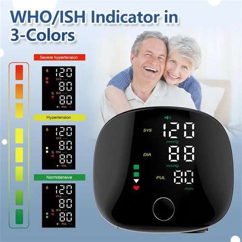 Wrist blood pressure monitor with LED display