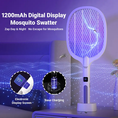 Mosquito swatter with rechargeable battery, three-layer safety net, powerful mosquito swatter