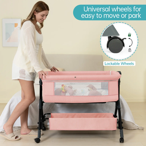 Baby cradle with storage basket and mosquito net