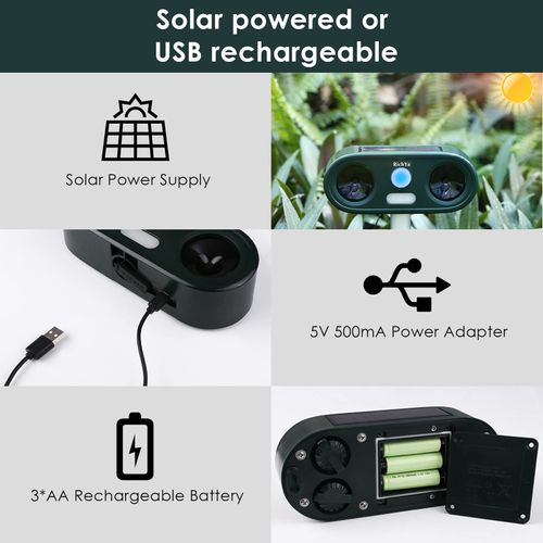 Outdoor Solar Ultrasonic Animal Repeller Dogs Cats Skunks Deer Raccoons