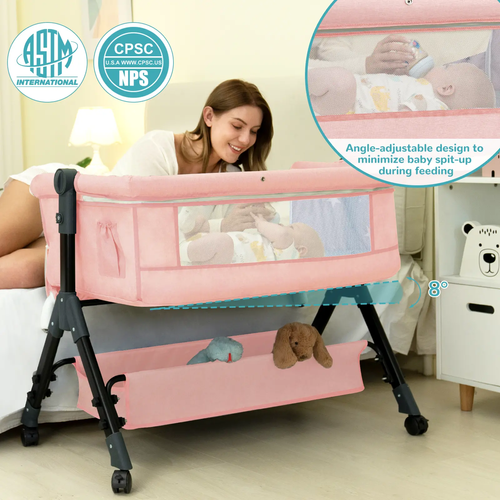 Baby cradle with storage basket and mosquito net