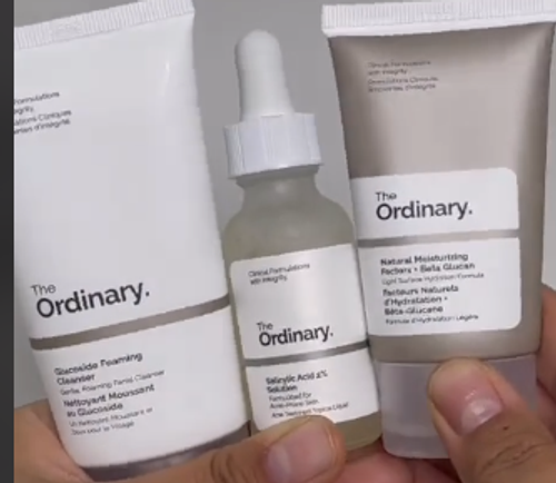 Daily skincare set, including facial cleanser, serum, and moisturizer.