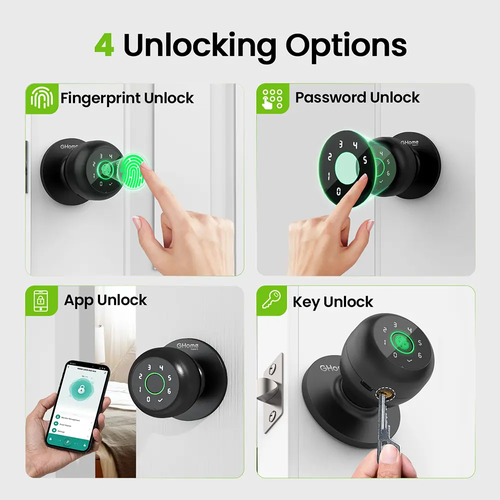 Smart 4-in-1 fingerprint door lock with keypad and app control