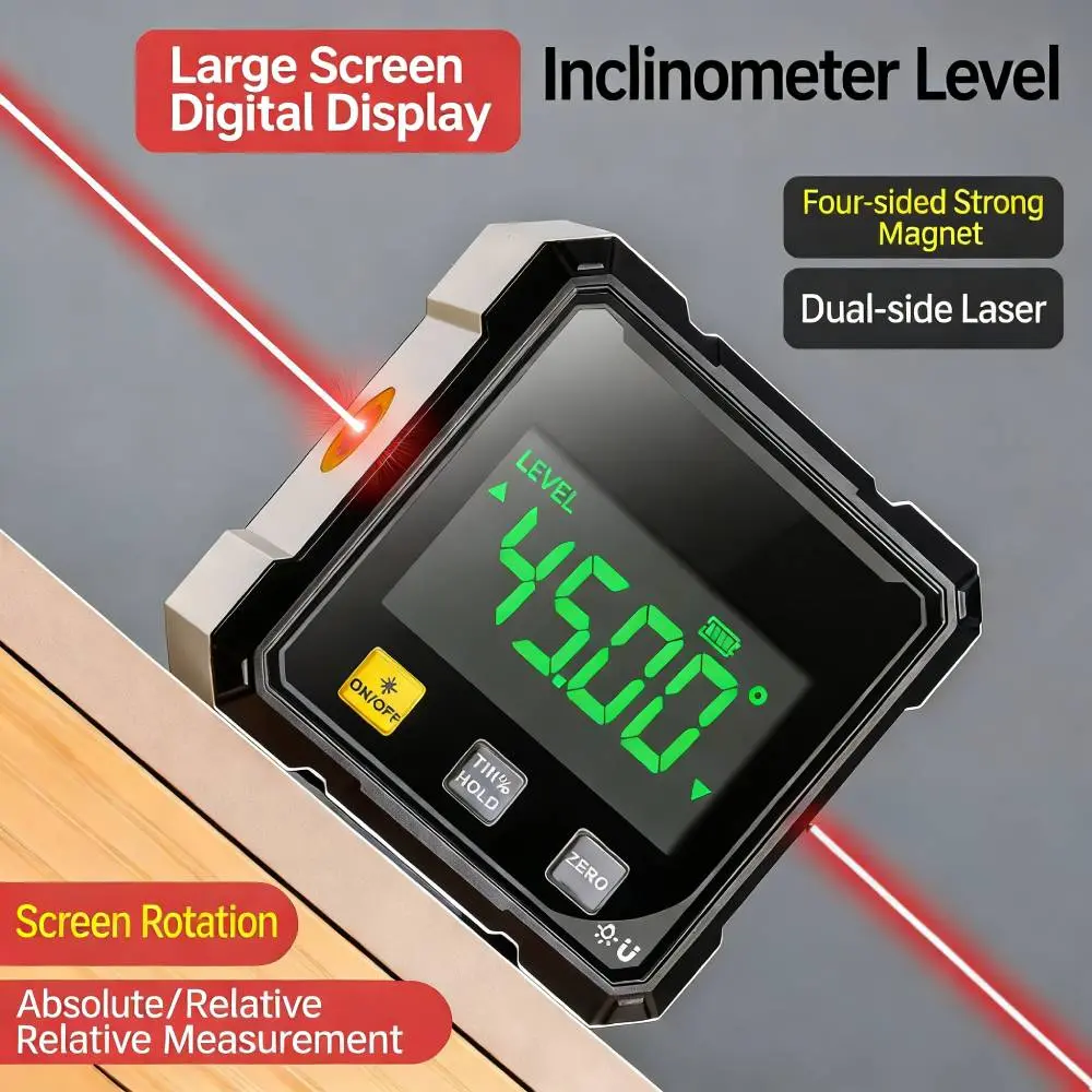 Equipped with electronic laser level and inclinometer