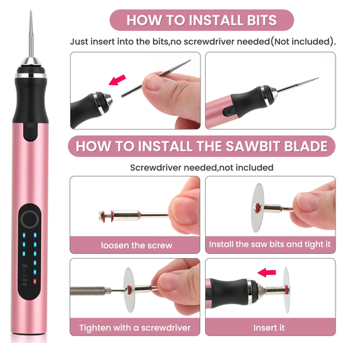Portable cordless electric engraving pen set
