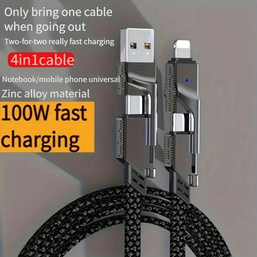 4-in-1 USB-C Fast Charging Cable, 5ft-1.5inch Type-C PD to Lightning Data Cable