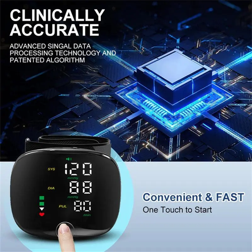 Wrist blood pressure monitor with LED display