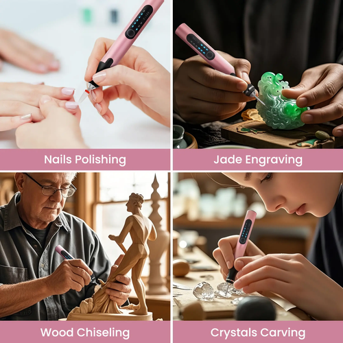 Portable cordless electric engraving pen set