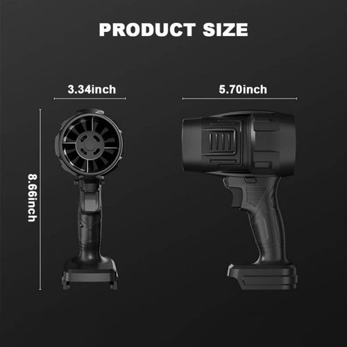 Portable Cordless Turbo Air Blower – Battery Powered, Powerful Compact Blower for Cleaning & Drying (Black)