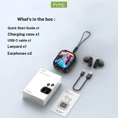 hTC NE20 True Wireless Bluetooth 6.0 Earbuds with LCD Screen for Gaming Bluetooth Earphones, Touch Control Headphones In Ear Earbuds for Gaming and Business