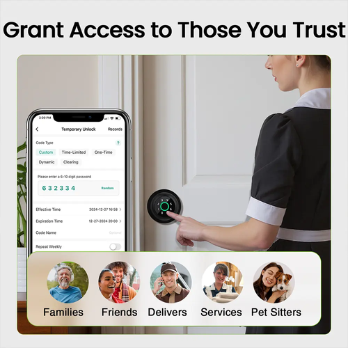 Smart 4-in-1 fingerprint door lock with keypad and app control