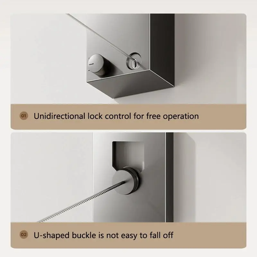 Retractable clothesline, extendable length 4.8 meters.