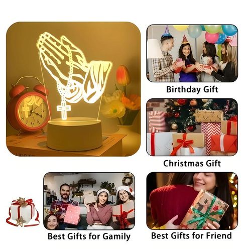 3D Cross Design Led Night Light, USB Powered Creative Desktop Lamp, Decorative Lamp for Home Bedroom, Living Room, Office