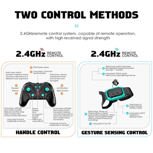 Gesture-activated remote controlled stunt car  two remote control methods