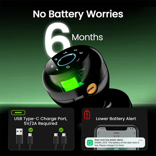 Smart 4-in-1 fingerprint door lock with keypad and app control