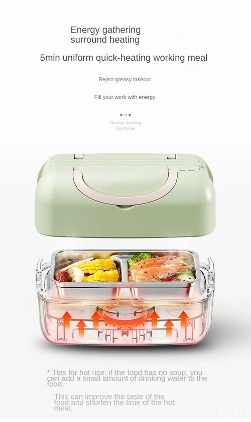 1.2L Electric Heating Lunch Box 9.5H Timer Mini Thermal Box Double Layer Rice Steamer for Office Workers Lunch Box Electric