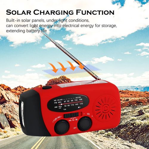 Outdoor multi-functional waterproof solar-powered radio