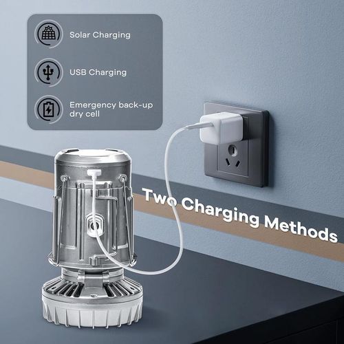 Camping lantern with fan, solar-powered camping fan.