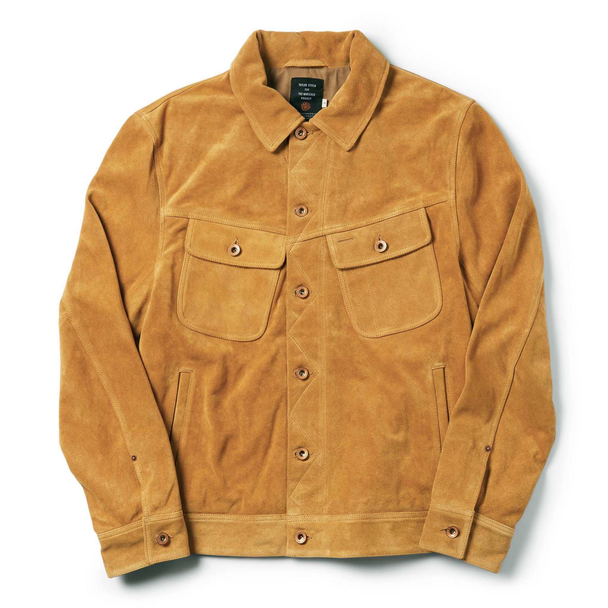 Ercnw Lined Long Haul Jacket in Sand Suede