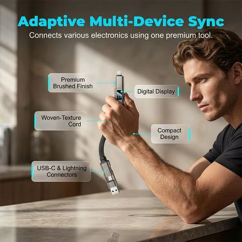 🔥Limited Time SALE 50% OFF🔥4-in-1 Digital Display Keychain Charging Cable