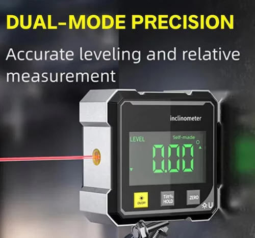 A new digital inclinometer with strong magnetic field on both sides and laser levels angle measurement slope on both sides.