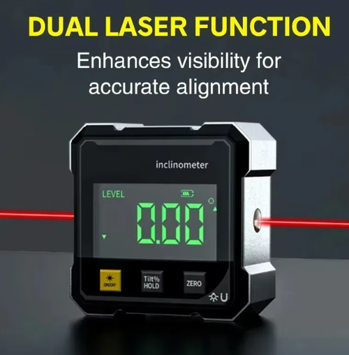 A new digital inclinometer with strong magnetic field on both sides and laser levels angle measurement slope on both sides.