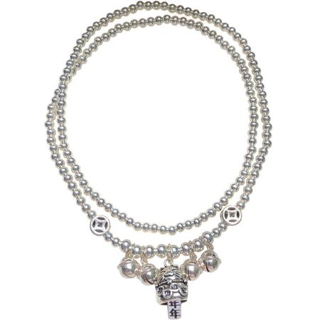 original design s925 silver anklet female wealth bell double ring layer versatile fashion wealth ankle chain